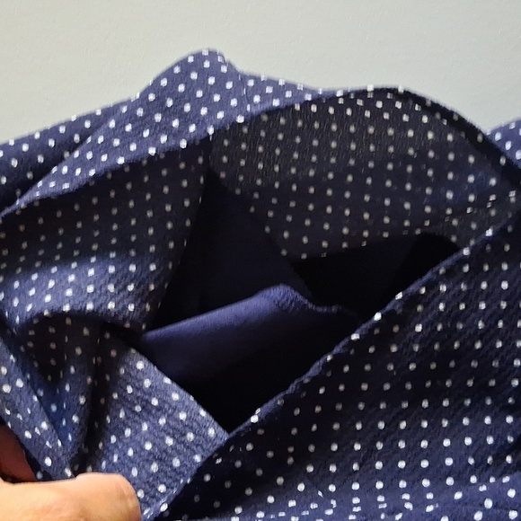 Navy Blue Polka Dot Shorts Romper Tie Back Adjustable Straps Small - Picture 4 of 6